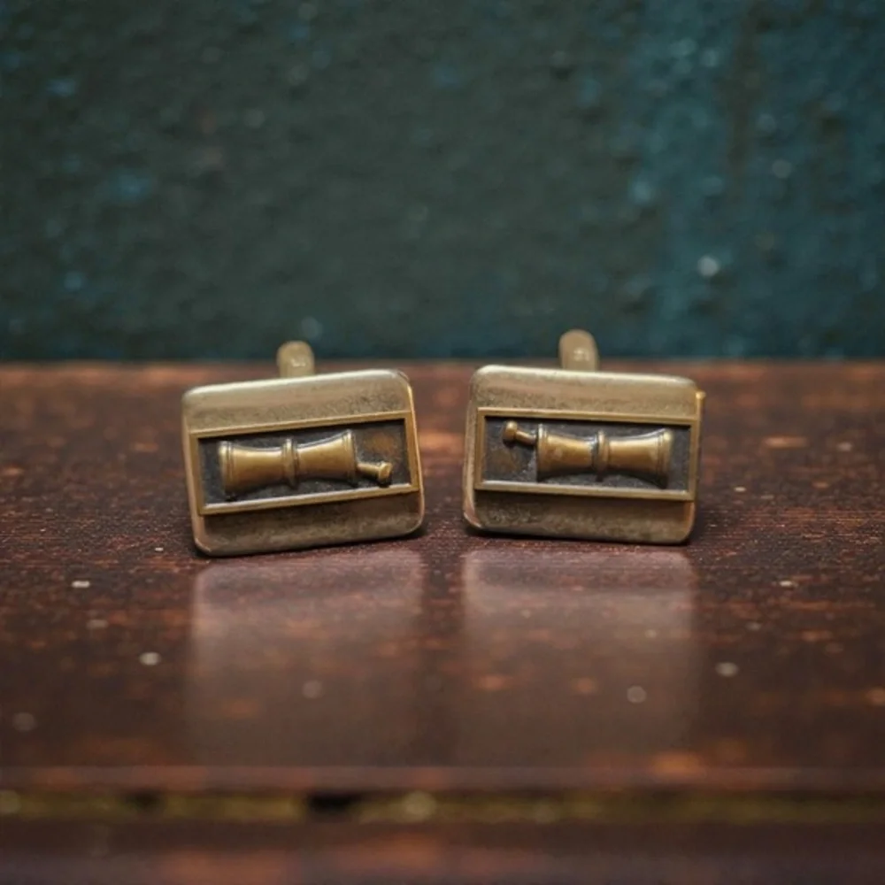 Vintage RX Pharmacist Apothecary Mortar Pestle Cufflinks